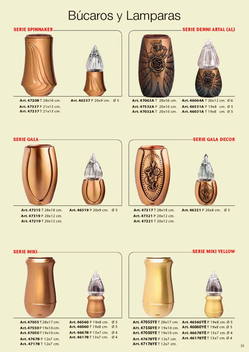 Catálogo búcaros y lámparas de bronce