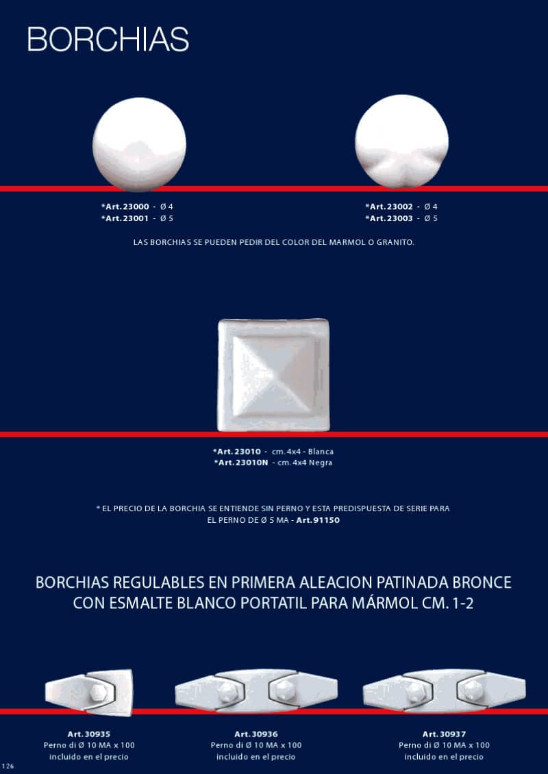 Catálogo borchias de porcelana